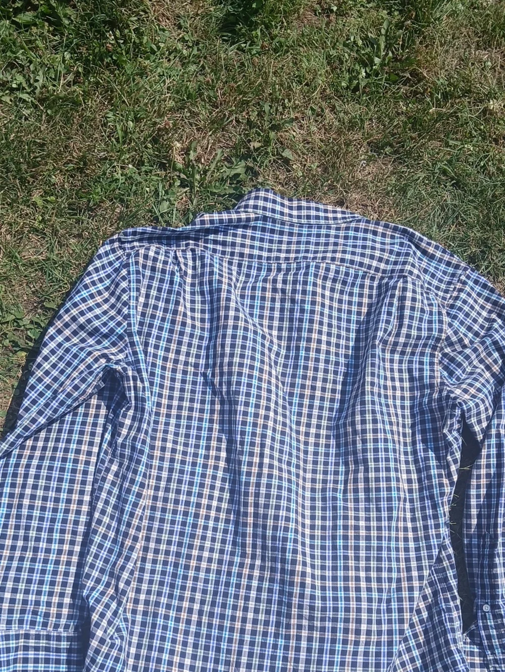 J. Crew Men’s Blue and White Plaid Button-Down Shirt